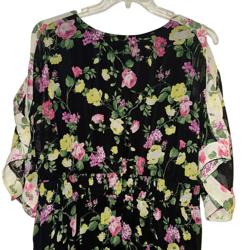 Lane Bryant Floral Semi-Sheer Open-Sleeve Patchwork Dress Size 20 New w/o Tag